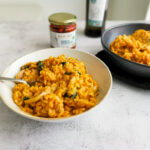 vegan mushroom risotto with chilli