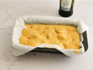 banana bread going in the oven