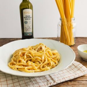 Pasta Alla Brontese (Creamy Fettuccine With Pancetta and