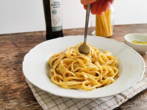tasting cream cheese pasta