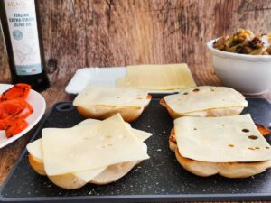 emmental cheese on bread rolls