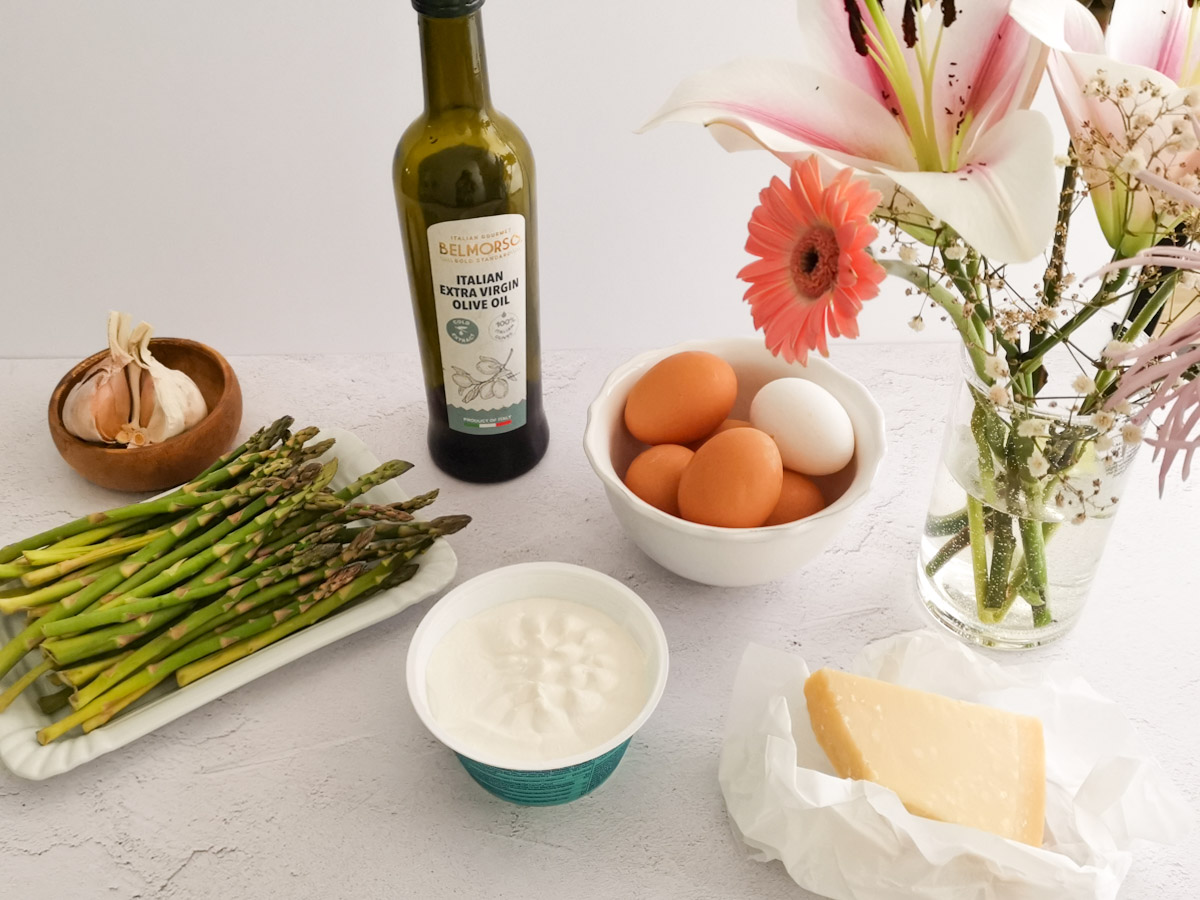 ingredients for asparagus frittata