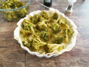 layer of broccoli for pie