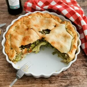 sliced Sicilian potatoes pie with broccoli