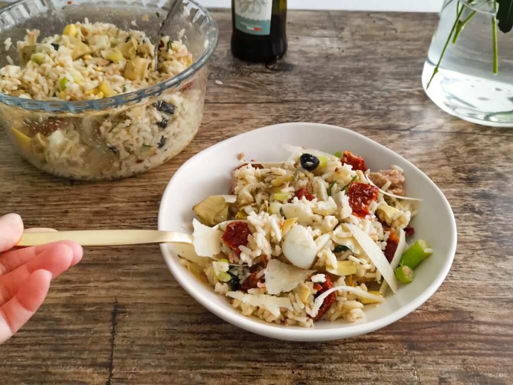 tasting rice salad