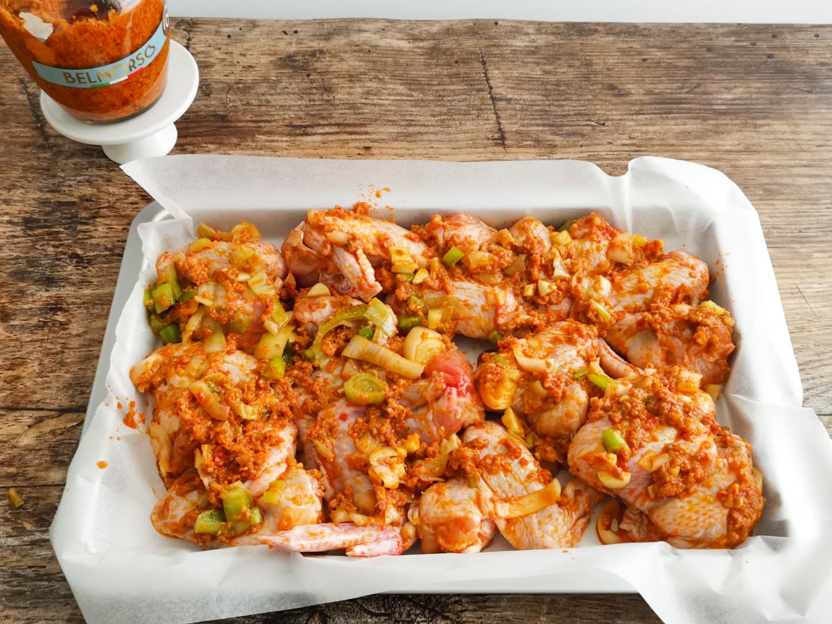 Italian chicken wings are ready to bake