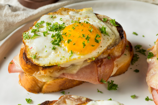 fried egg and cheese sandwich with ham
