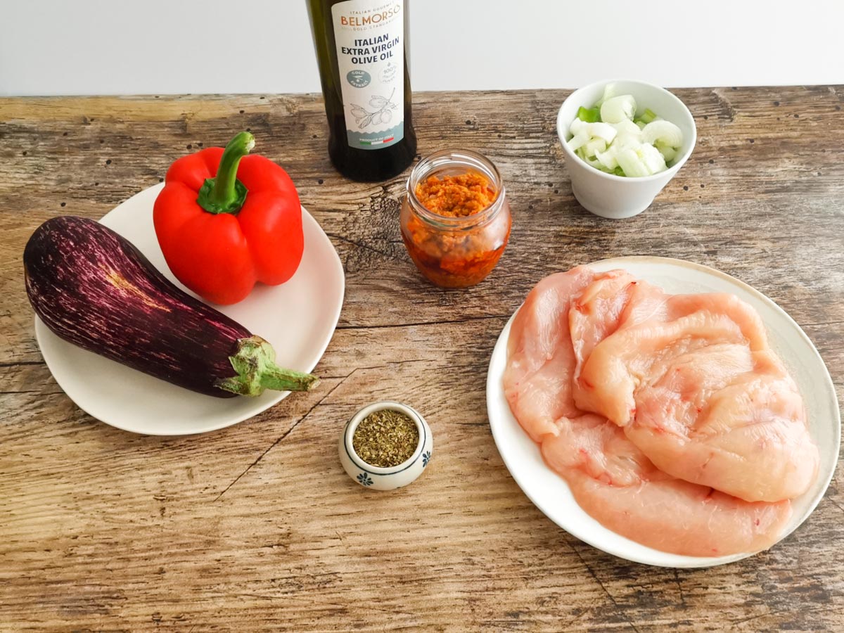 ingredients for Italian spicy chicken stir fry