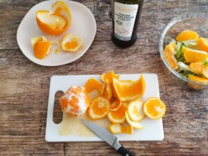 cutting oranges for Italian fennel salad