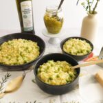 green pea risotto with cream of asparagus