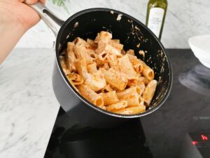 spicy pasta with burrata