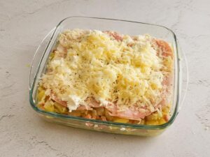 ricotta lasagne is ready to bake
