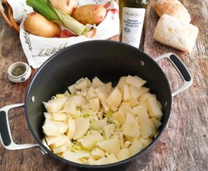 soffritto with potatoes leeks and EVOO