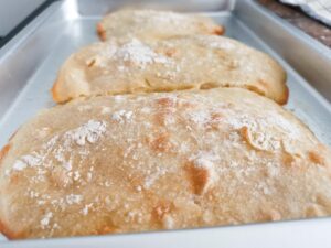ciabatta bread out of the oven