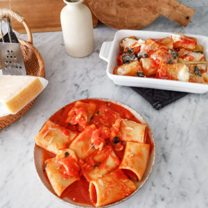 sorrentina paccheri with tomato basil and mozzarella (14)