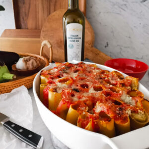 vegetarian stuffed baked paccheri