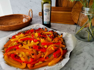 roasted peppers in olive oil and garlic