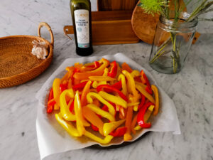 roasted peppers in olive oil and garlic