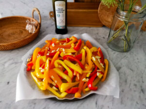 roasted peppers in olive oil and garlic