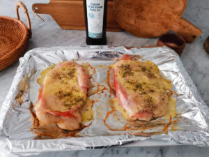 cheesy chicken Valdostana