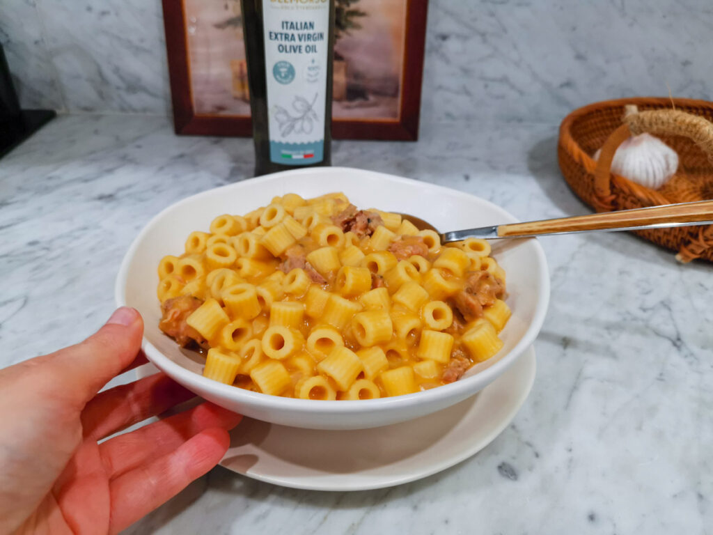 chickpea pasta soup with sausage 