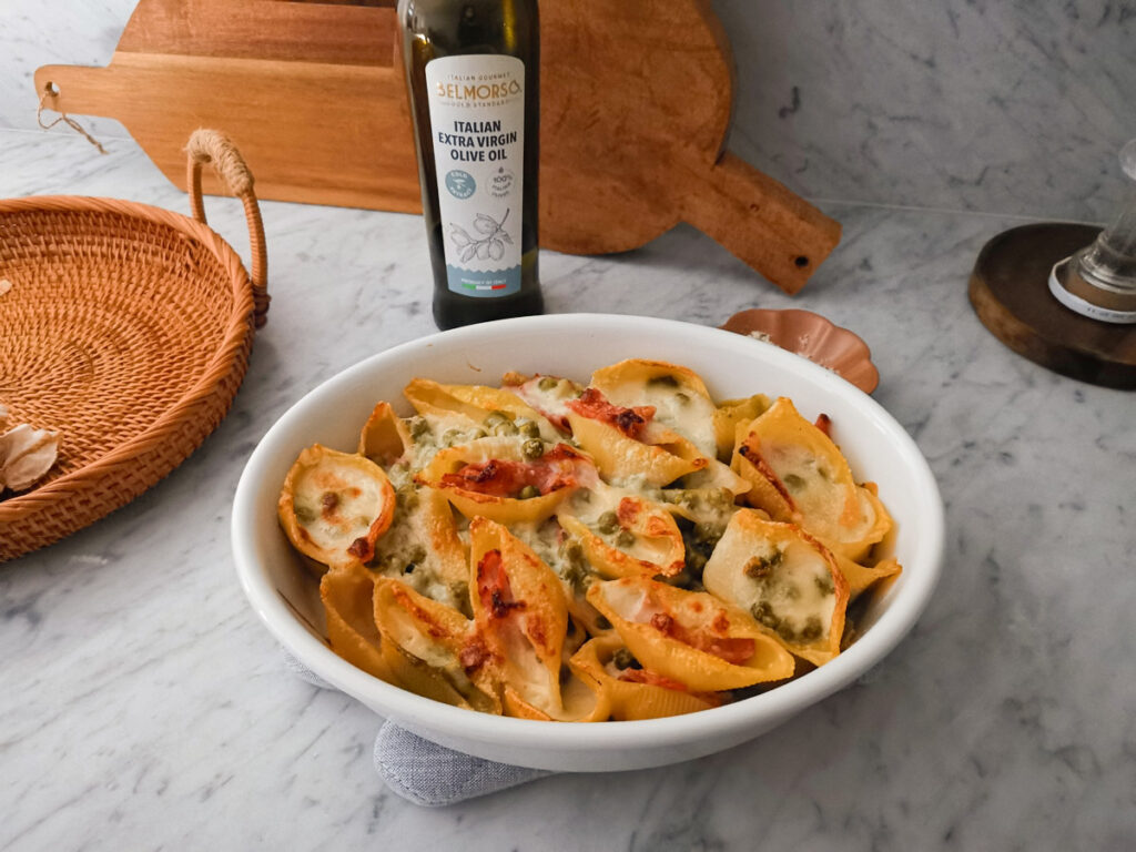 pistachio pesto pasta bake