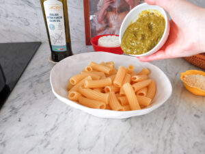 pistachio pesto and ricotta pasta salad