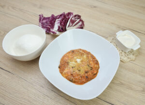 Radicchio risotto with tomato and mascarpone